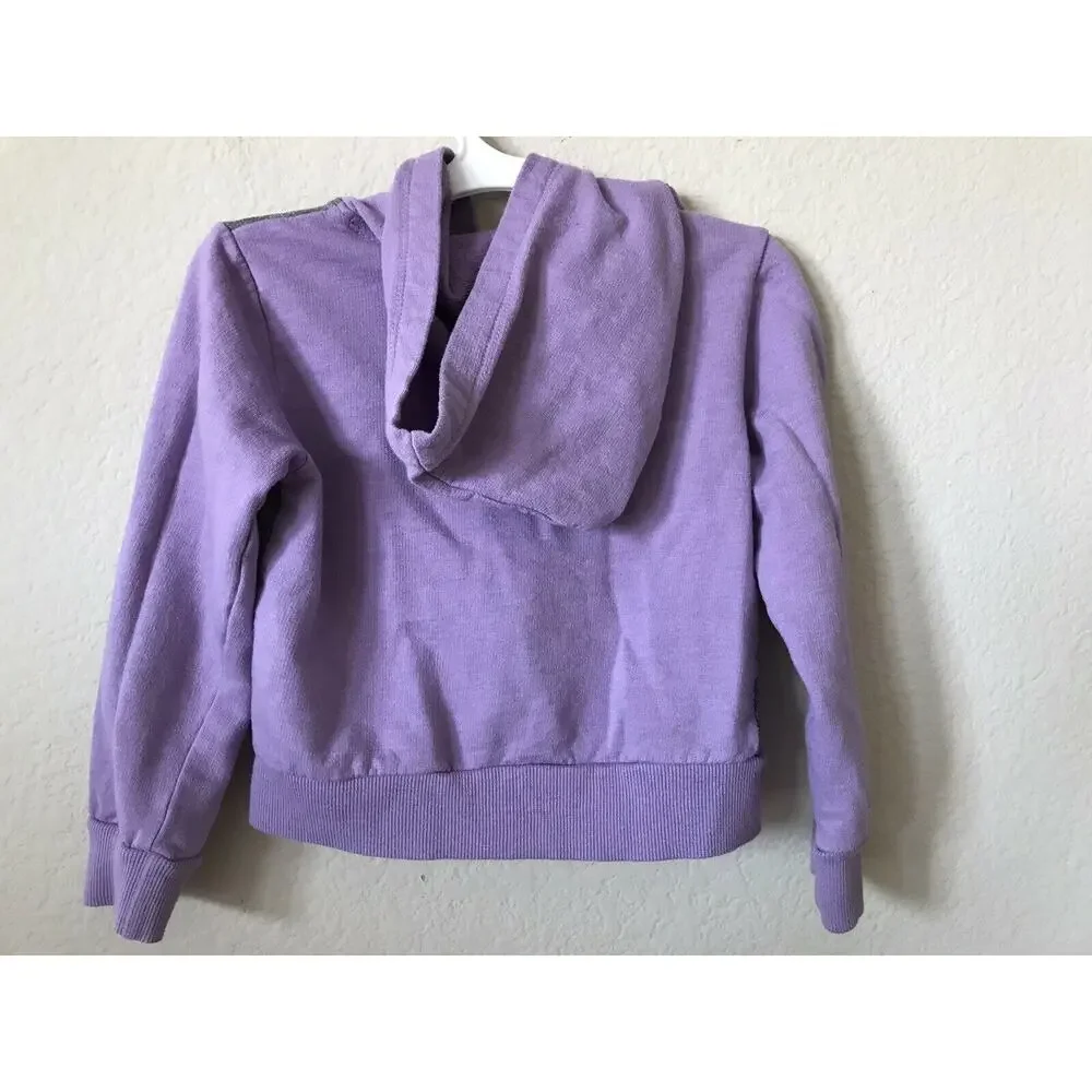 XOXO Purple Gray Sequined Love Pockets Full Zip Girl's Hoodie Jacket Size XS 4